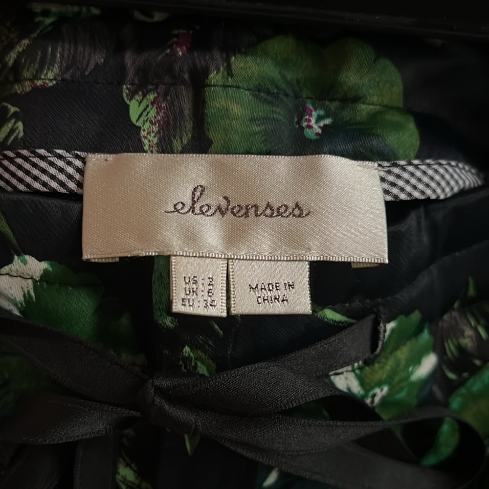 Elevenses Anthropologie Floral Botanical Silken Wide-Leg Pant Pleated Size 2 - Picture 7 of 8
